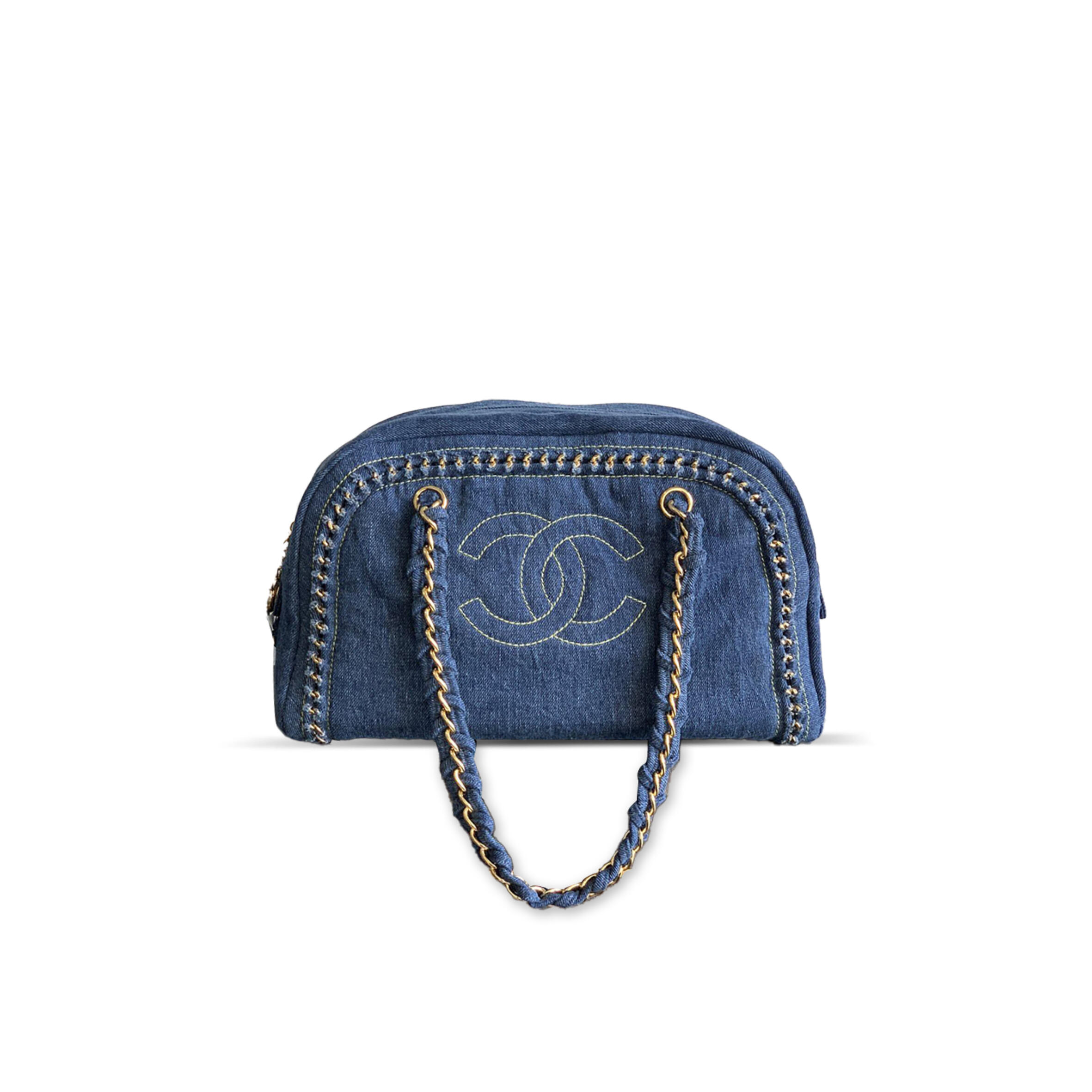 CHANEL DENIM LUXE LIGNE BOWLER BAG (33*20.5*15cm)